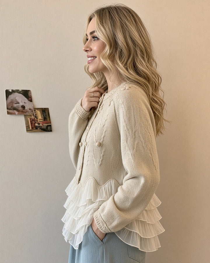 Nathalie | Cardigan texturé à volants