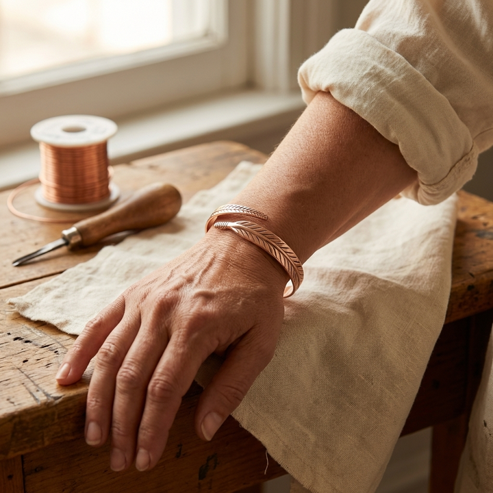 Bracelet en bronze à feuilles