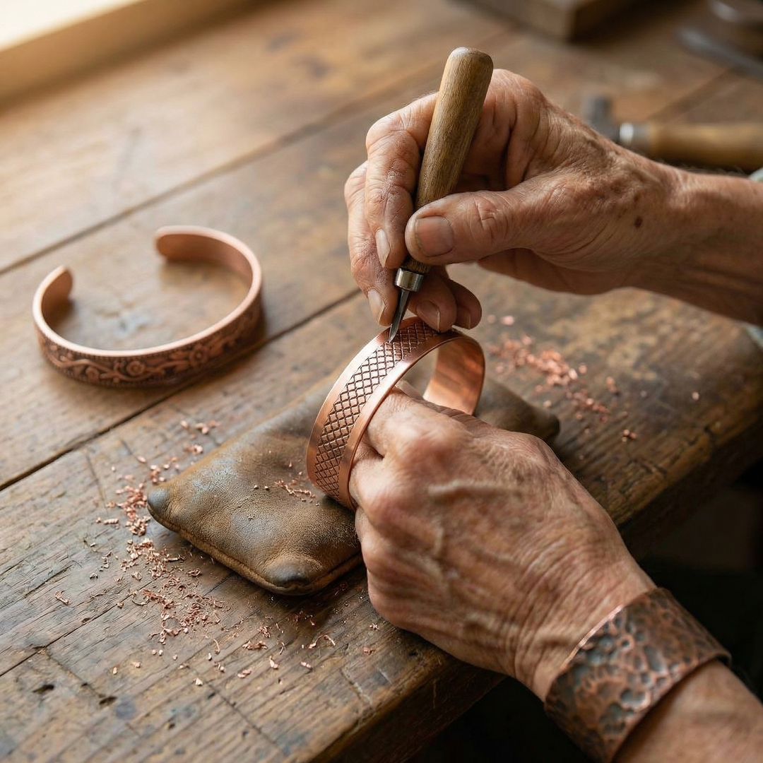 Duo de bracelets en cuivre forgé