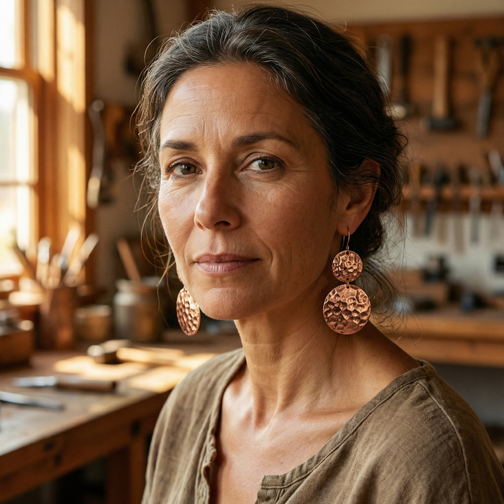 Boucles d’oreilles Solstai en cuivre