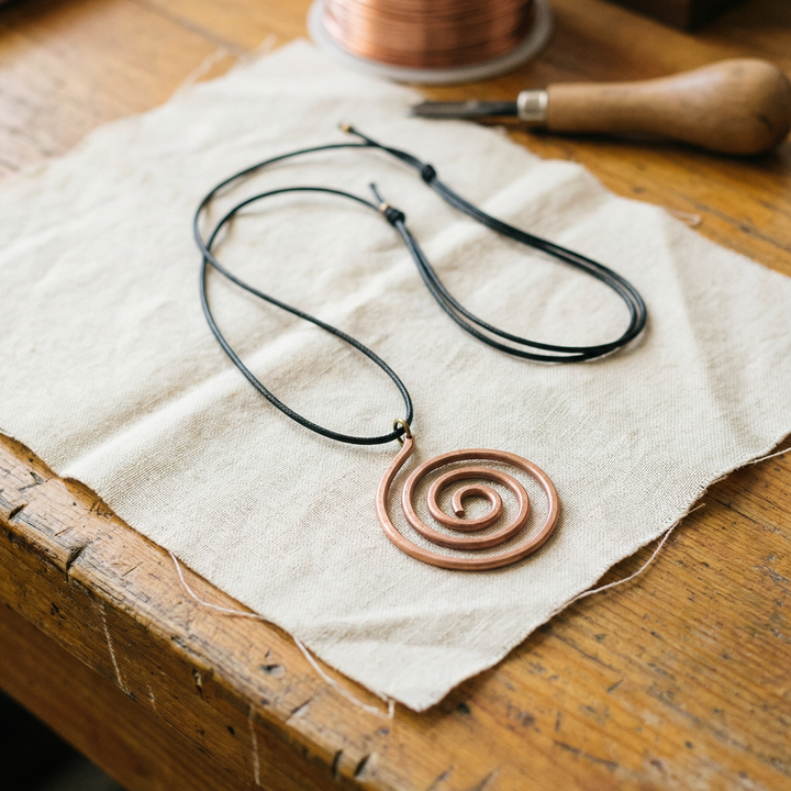 Collier en cuivre à spirale