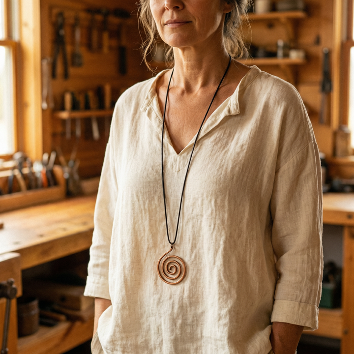 Collier en cuivre à spirale