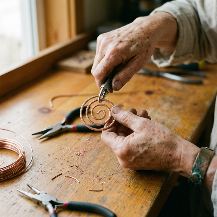 Collier en cuivre à spirale