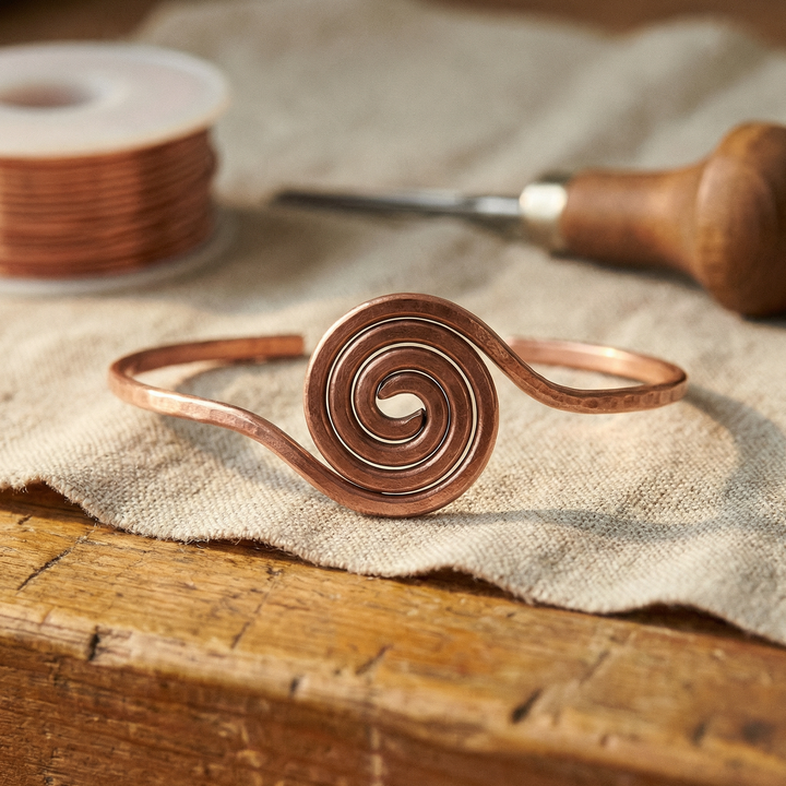 Bracelet de cheville en cuivre à spirale