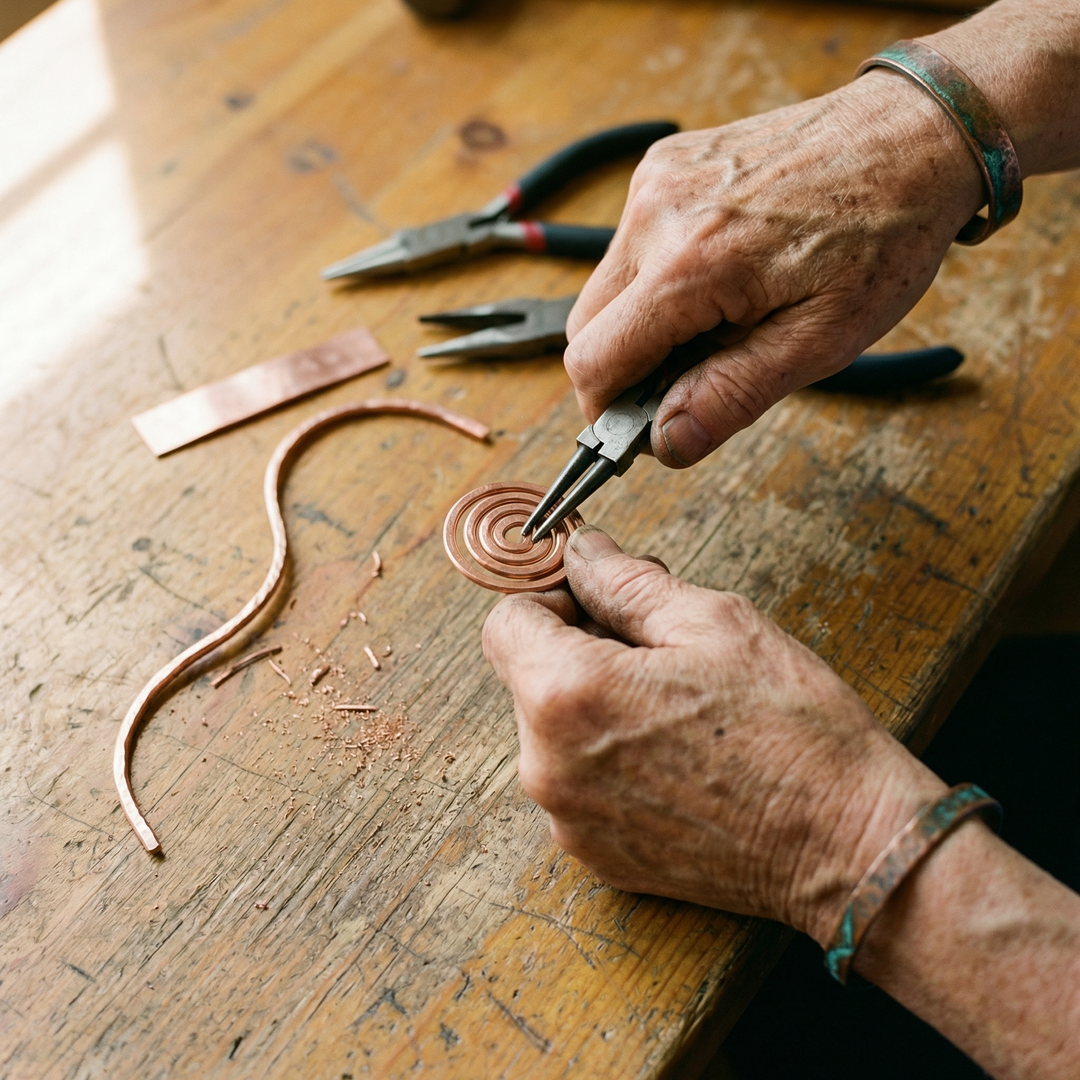 Bracelet de cheville en cuivre à spirale