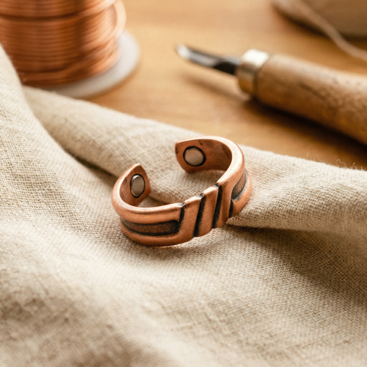 Bague en cuivre rainuré