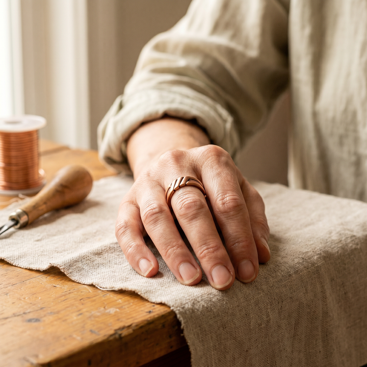 Bague en cuivre rainuré