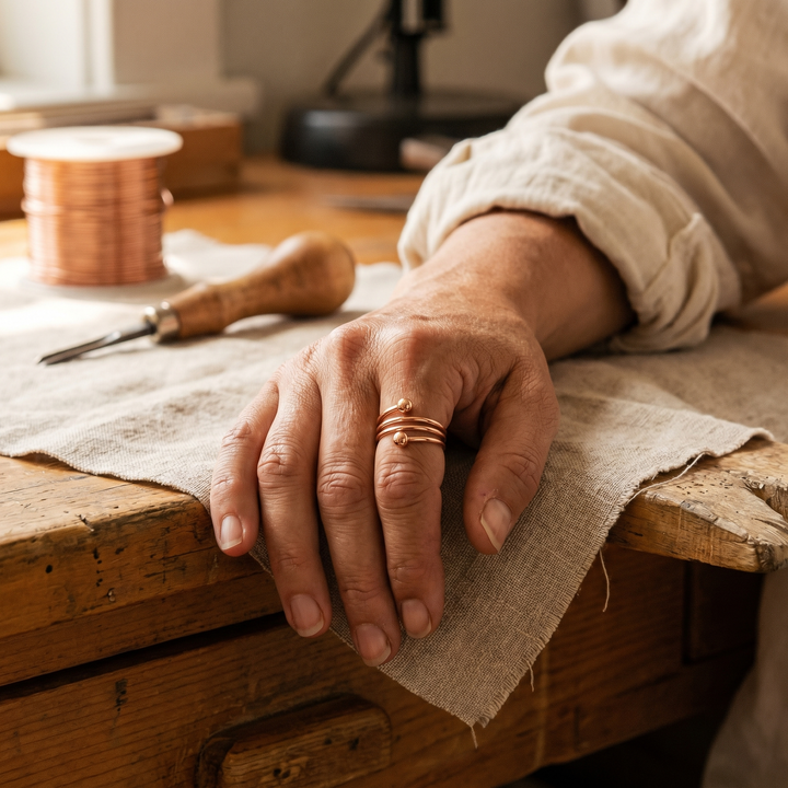 Bague réglable en cuivre pur