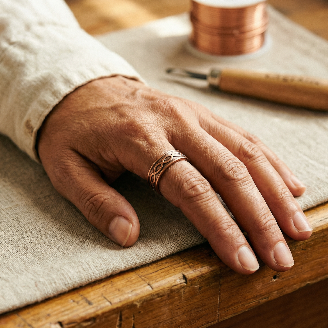 Bague en cuivre à motif tressé