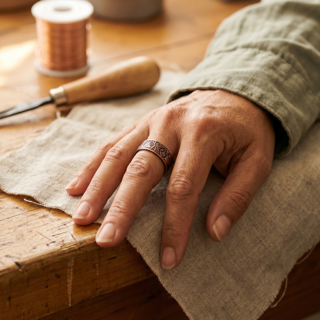 Bague en cuivre à jade