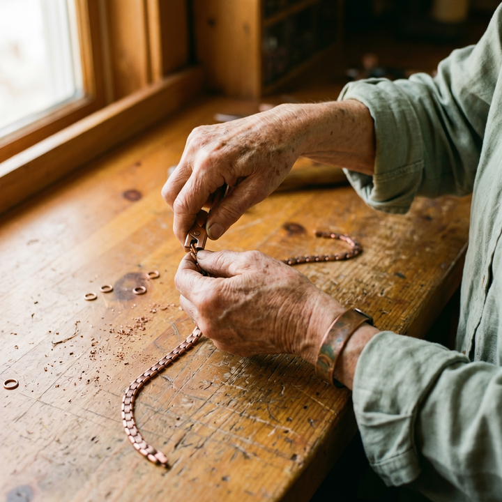 Collier en cuivre texturé