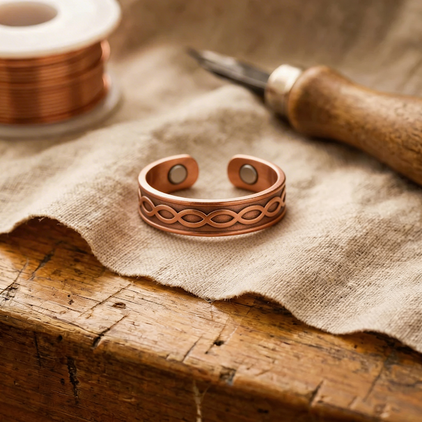 Bague en cuivre à motif tressé