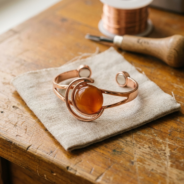 Bracelet en cuivre à pierre ambrée