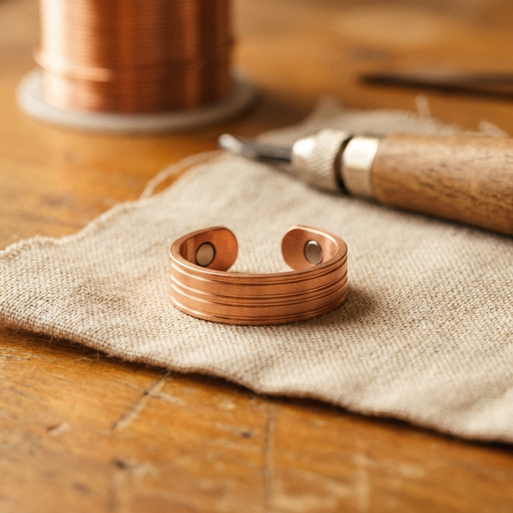 Bague en cuivre à rainures