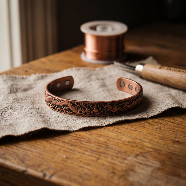 Bracelet en cuivre à dragon