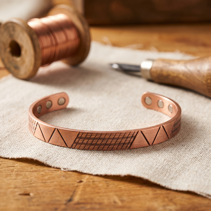 Bracelet en cuivre à motif géométrique