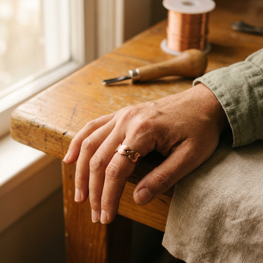 Bague en cuivre tressé