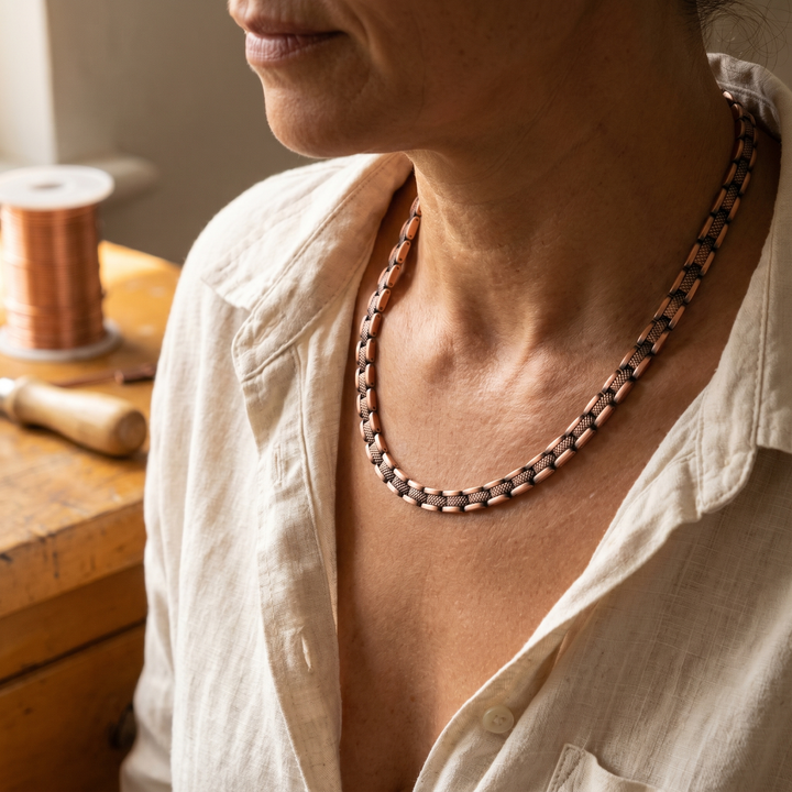 Collier en cuivre texturé