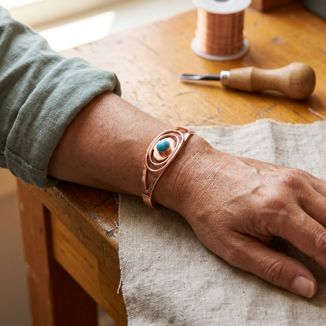 Bracelet en cuivre à turquoise