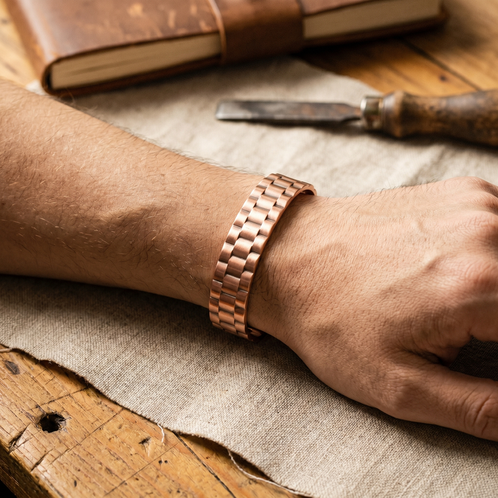 Bracelet large pour homme en cuivre
