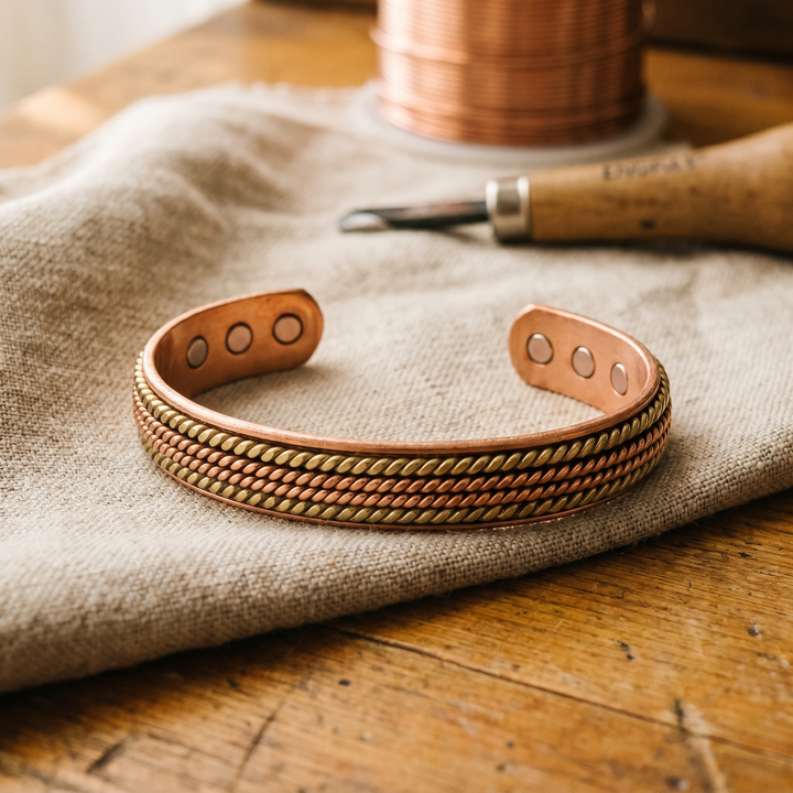 Bracelet en cuivre texturé