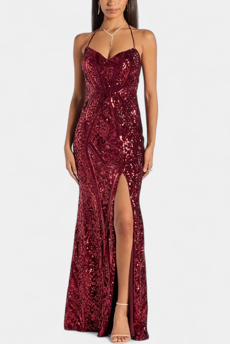 Robe Marijana avec Décolleté Halter et Paillettes