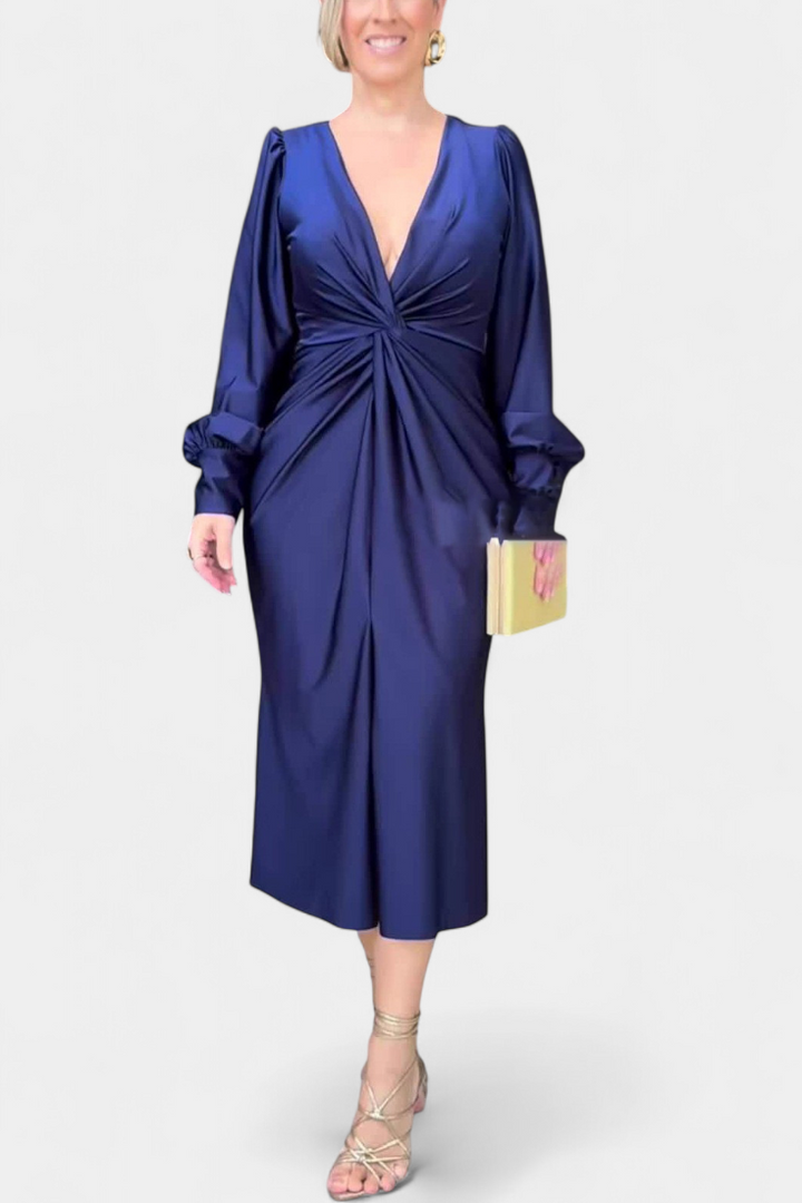 Lena Robe Longue à Manches Longues et Décolleté en V