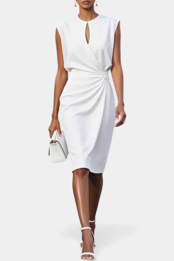 Robe Midi Maša avec Manches Longues et Décolleté Rond
