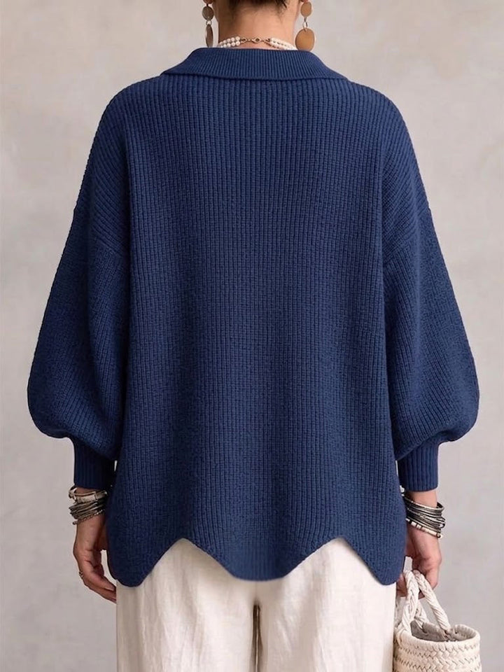 Barbora – Oversized kardigan s límcem a velkými kovovými knoflíky