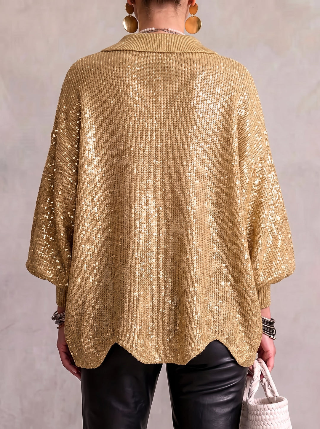 Barbora – Oversized kardigan s límcem a velkými kovovými knoflíky
