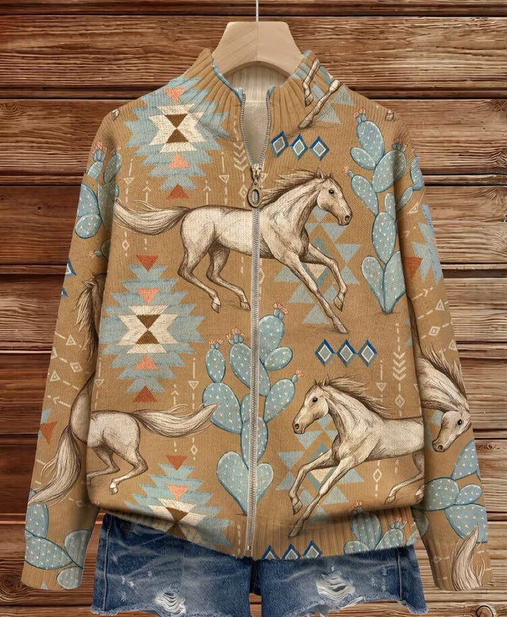 Winona | Cardigan zippé en désert et cactus