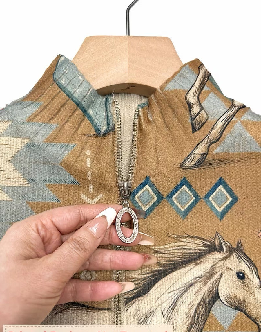 Winona | Cardigan zippé en désert et cactus