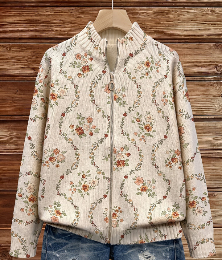 Vivienne | Cardigan zippé à motif floral