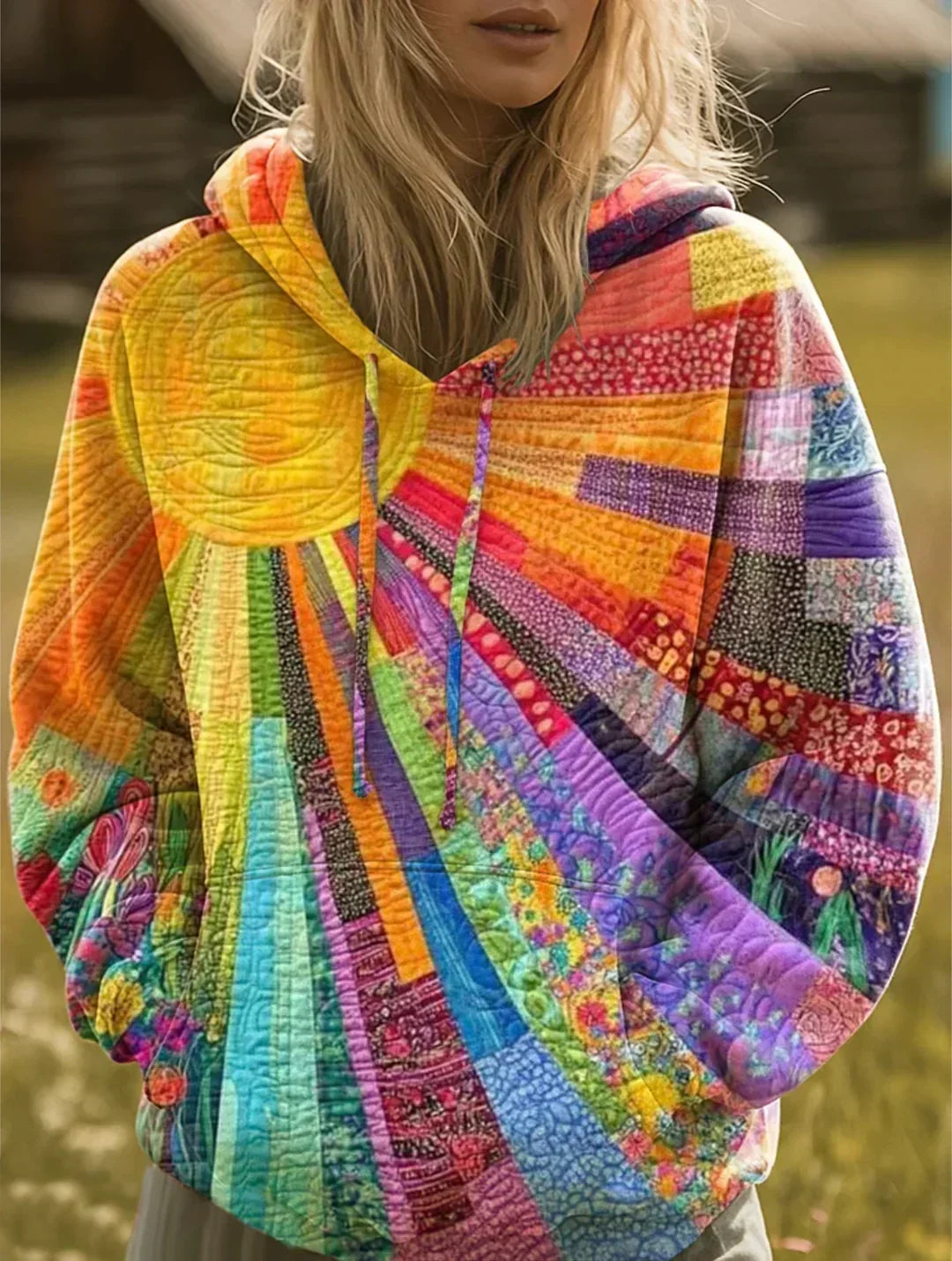 Daniela | Sweat à capuche patchwork bohème