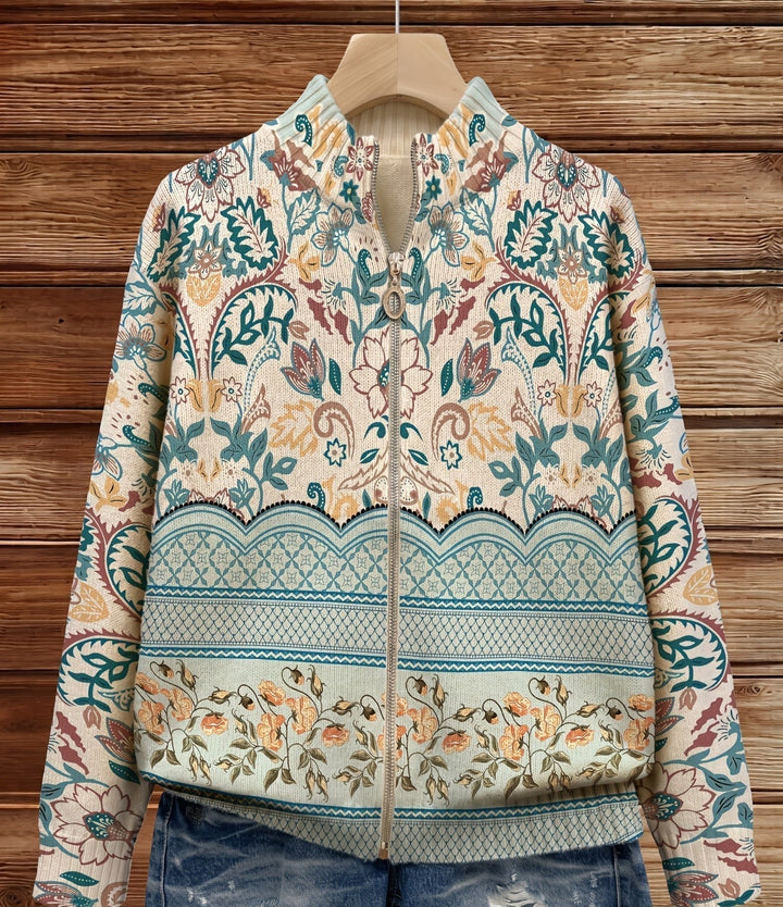 Sybille | Cardigan zippé aux motifs botaniques