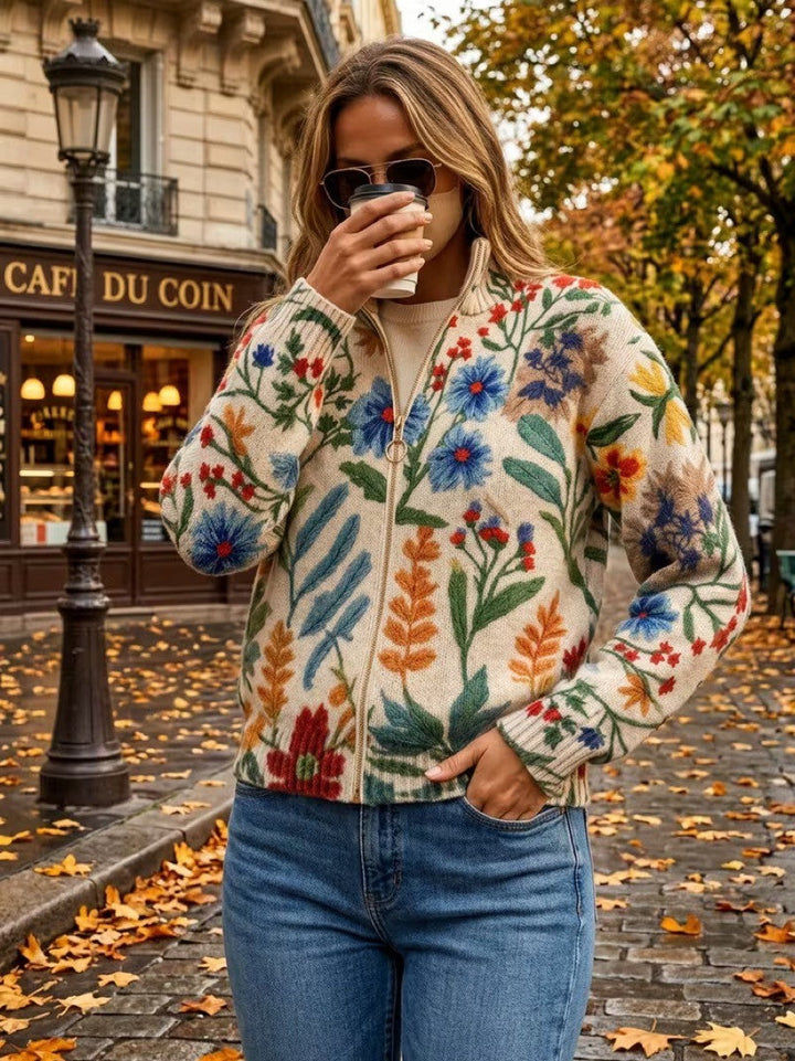 Clementine | Cardigan zippé de jardin botanique
