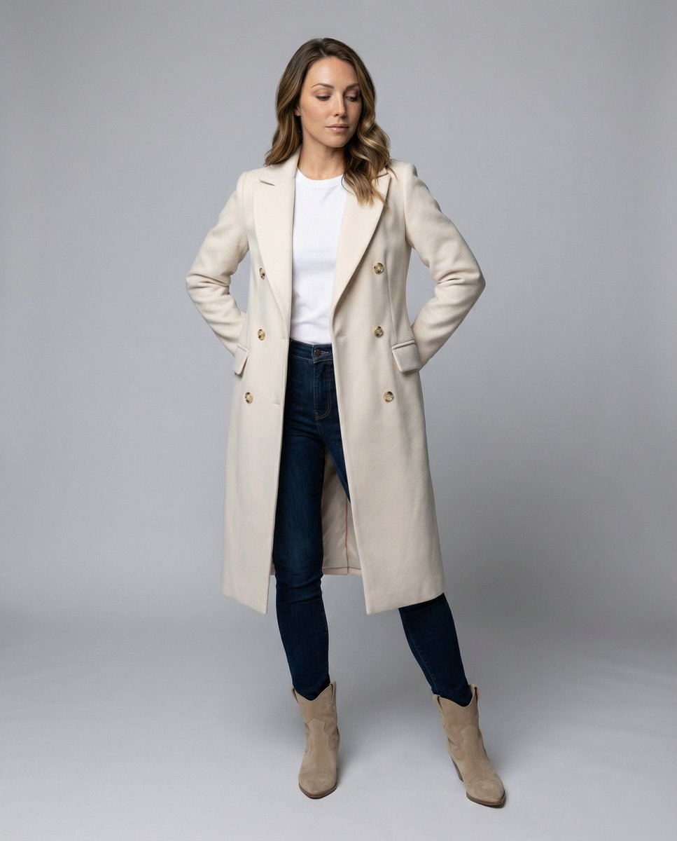 Émeline | Manteau midi à double boutonnage