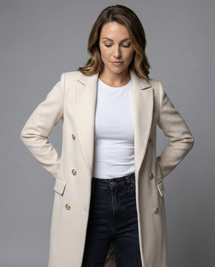 Émeline | Manteau midi à double boutonnage