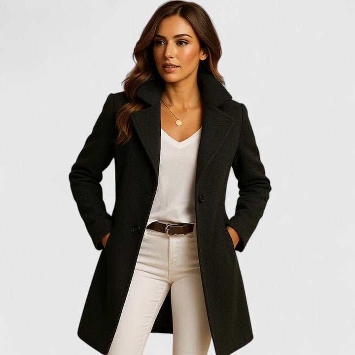 Blanche | Manteau long à col tailleur