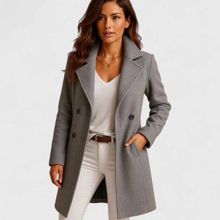 Blanche | Manteau long à col tailleur